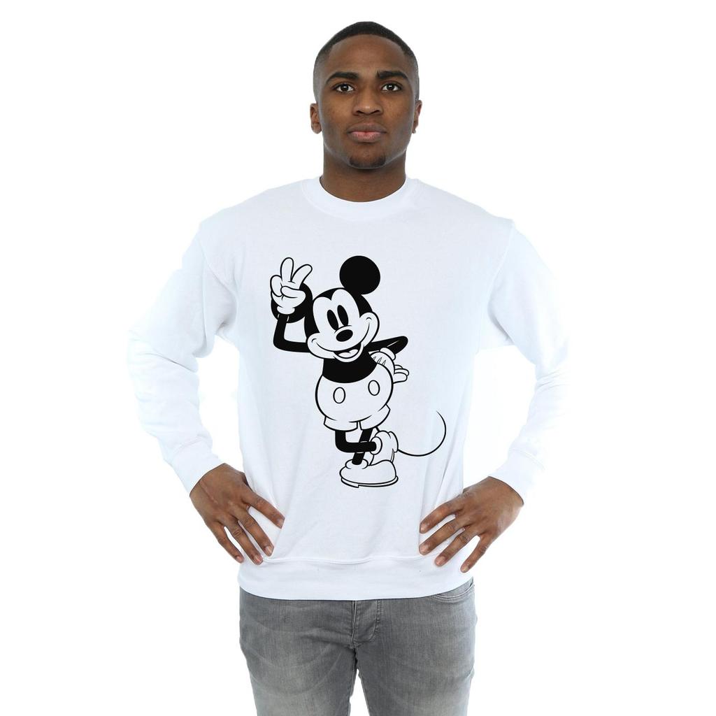 Disney Mens Mickey Mouse Peace Hand Sweatshirt