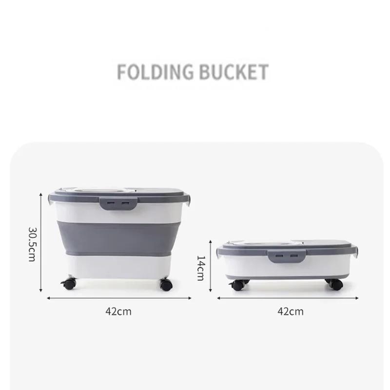 Pet Food Storage Container Collapsible Airtight with Lid – Dry Box for Cat Dog Grain, Rice, Kitchen & Pantry Organizer