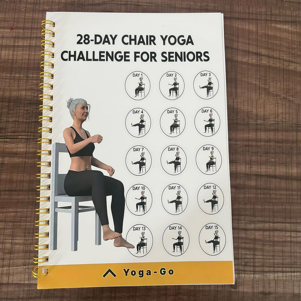 28 Days Chair Yoga Challenge Notebook with Workout Plan for Beginners Home Office Fitness Weight Loss