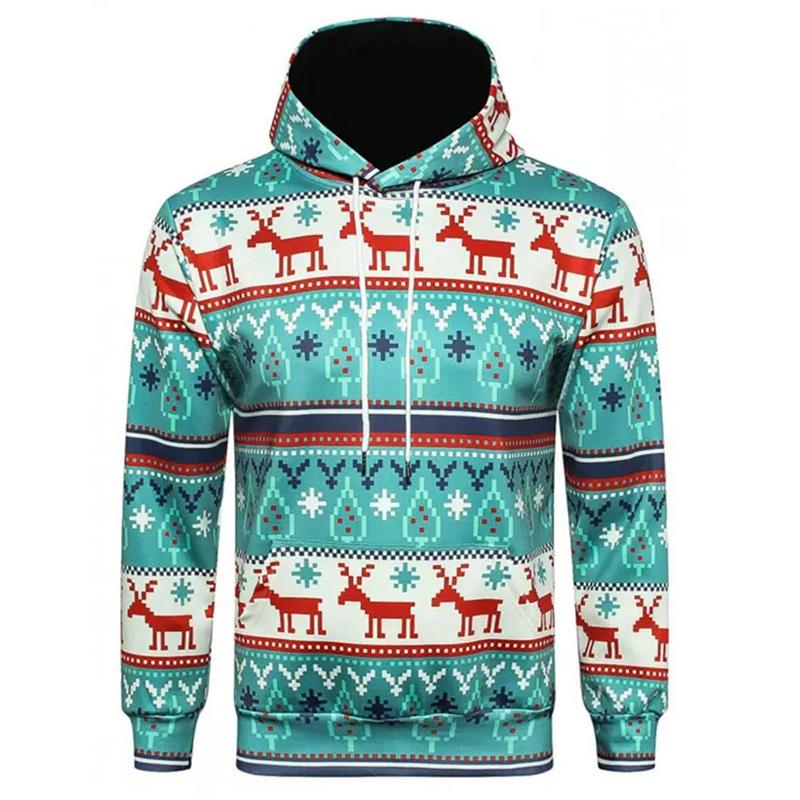 Hoodies For Men Women Ugly Christmas Sweater Xmas 3D Funny Printed Long Sleeve Hoodies Pullover Blouse Tops Graphic Sweatshirts