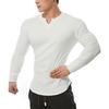 KULIXI Спортивная облегающая длинная футболка-henley с длинным рукавом для тренировок, размер 2XL, мужская, с V-образным вырезом, прилегающая, с рукавами, футболка, одежда, спортивная, повседневная, худи, толстовка, футболка,
