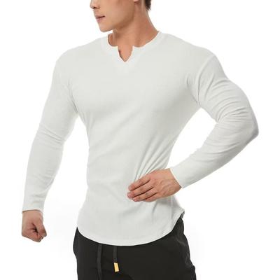 KULIXI Спортивная облегающая длинная футболка-henley с длинным рукавом для тренировок, размер 2XL, мужская, с V-образным вырезом, прилегающая, с рукавами, футболка, одежда, спортивная, повседневная, худи, толстовка, футболка,
