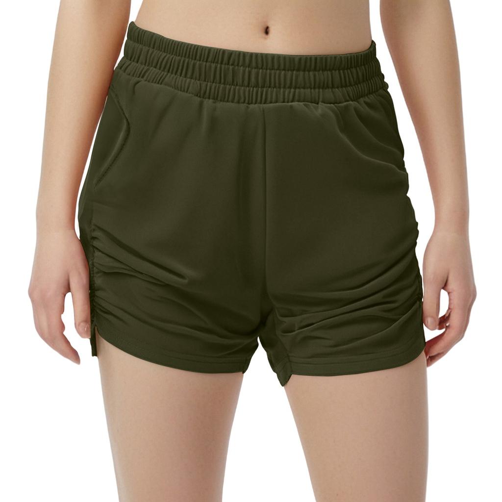 Шорты для женщин, однотонные, повседневные, летние, с эластичной резинкой на талии, свободные, с карманами