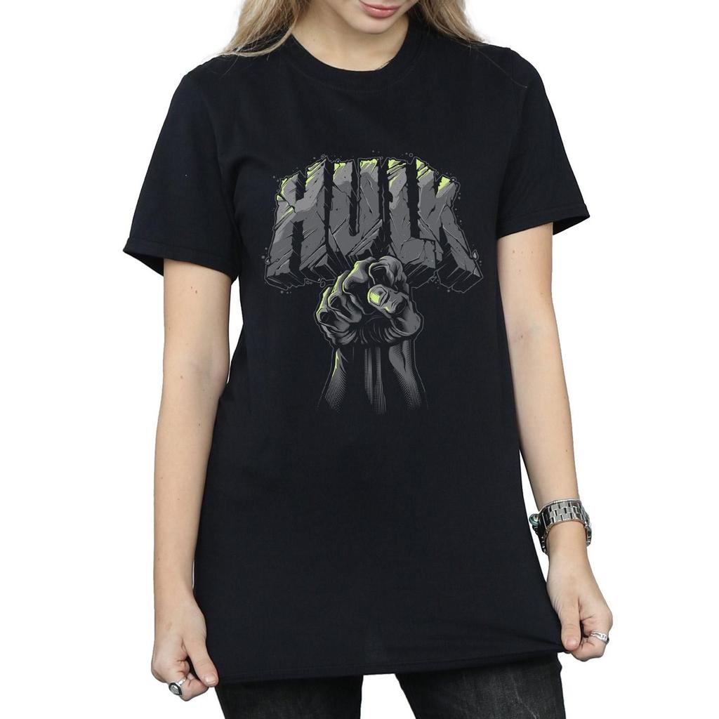 Marvel Womens/Ladies Hulk Punch Logo Cotton Boyfriend T-Shirt