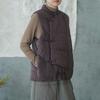 Женский стеганый жилет с бусинами в стиле ретро, ​​однотонный свободный стеганый жилет из полиэстера, зимняя одежда без рукавов на пуговицах