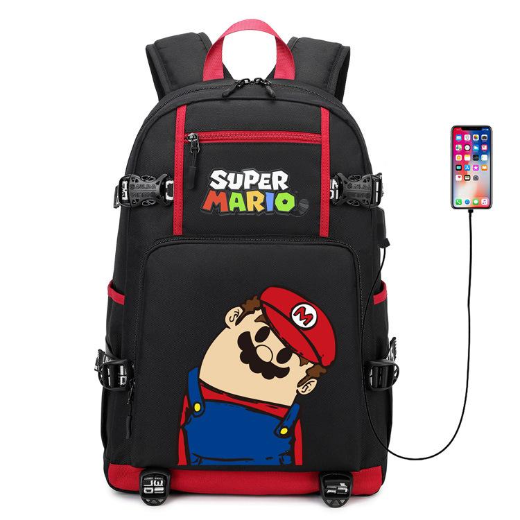 Super Mario Bros Printed Backpack Kids School Bag Large Capacity Waterproof Computer Travel Pack