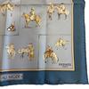 Hermes Шелковый платок-каре 45 см, синий шелк, женский, б/у, Journey to Niger Silk silk Carre 45