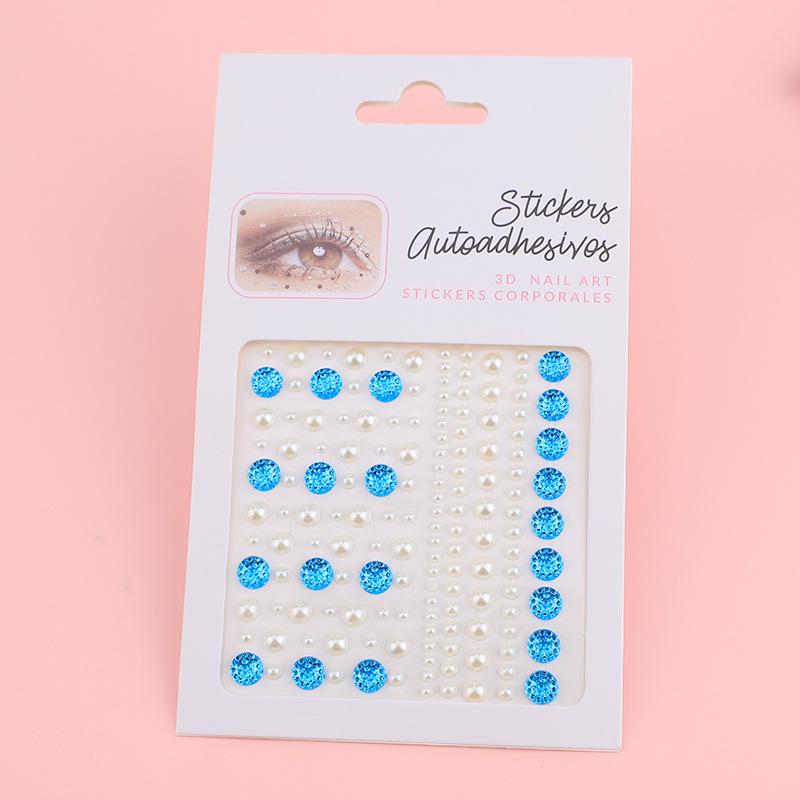 DIY Cross-Border Face, Eye, Brow, and Nail Decor Stickers with Pearls and Diamonds