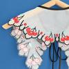 Organza Cherry Embroidered Bow Collar Faux Shawl for Women and Children