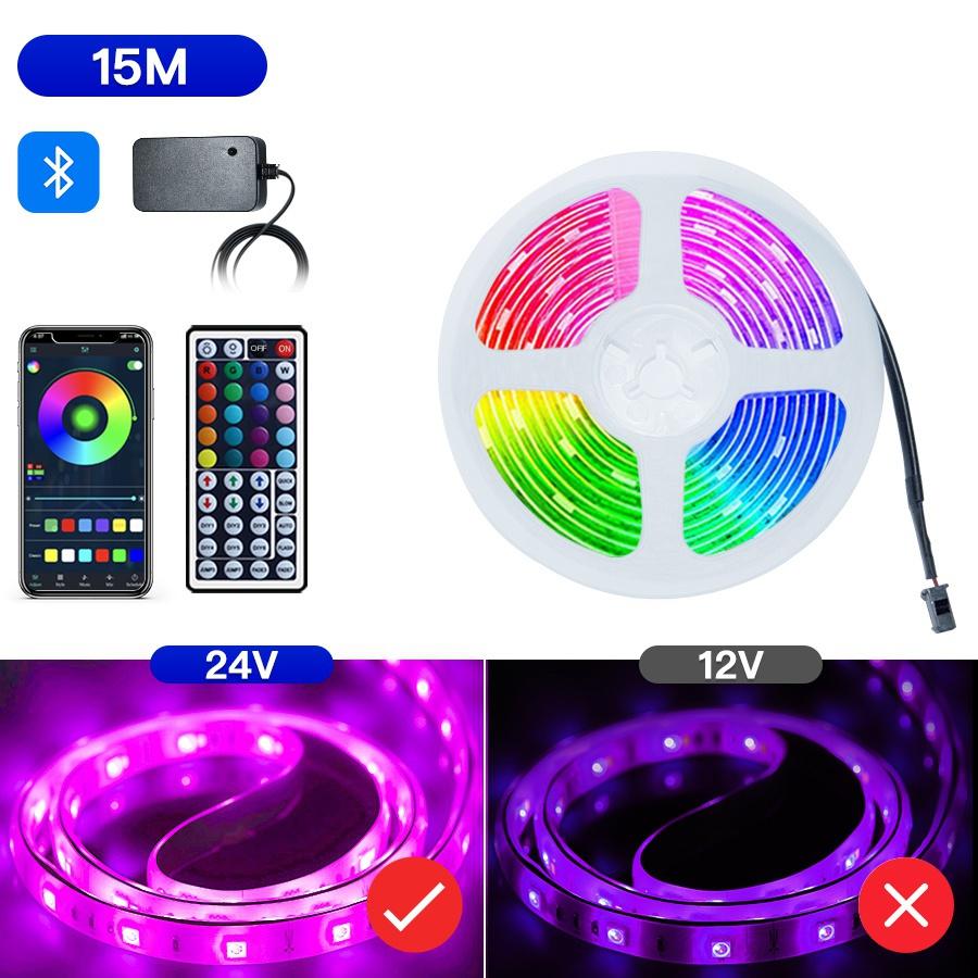 DC24V LED Strip Lights Bluetooth RGB Tape 10-25M SMD 5050 Festoon Led Light for Room Decoration Lighting TV Backlight APP Control Strip