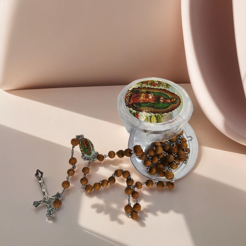 Католические молитвенные четки-ожерелье с деревянными бусинами, включают распятие и элегантную подарочную коробку, христианские религиозные для причастия