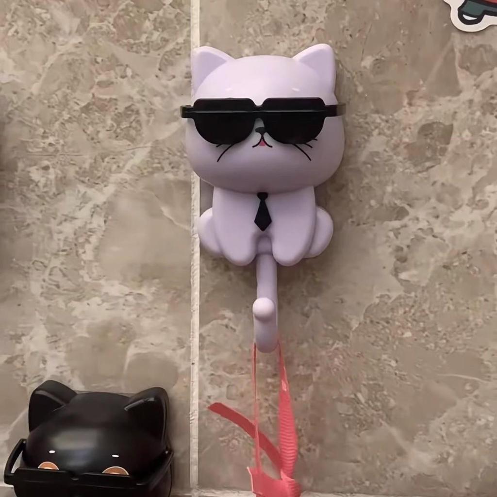 Multifunctional Cartoon Cat Key & Eyeglass Hooks – Door & Hall Storage Rack
