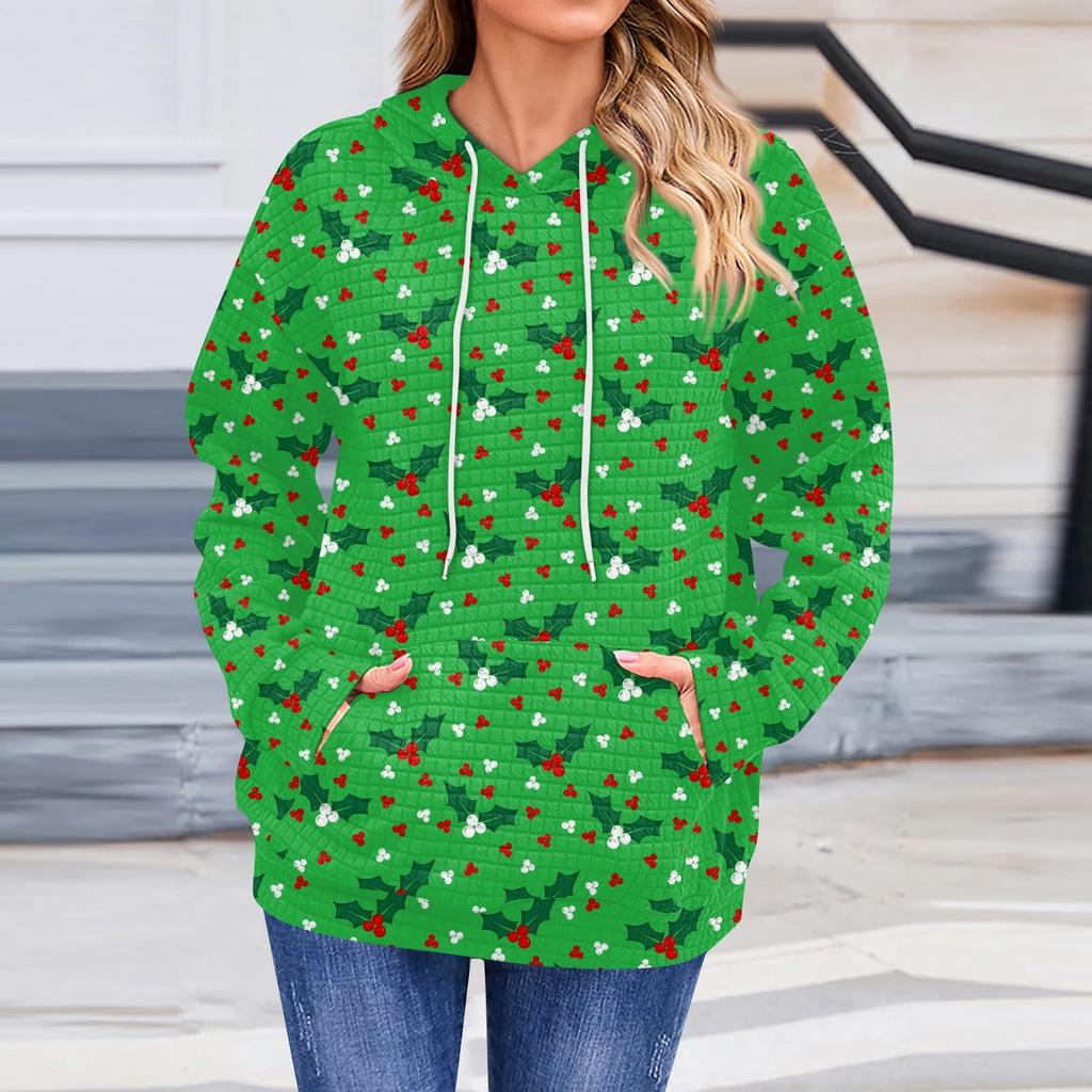 Женская повседневная толстовка с длинным рукавом и принтом «Снег», свободный пуловер с капюшоном