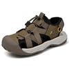 Summer Men's Hollow Leather Beach Sandals Toe Cap Outdoor Sports Shoes Handmade Mesh Shoes