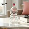 Durable Drinking Container 600ML Bear Glass Tumbler with Lid & Straw, 20oz Borosilicate Leakproof Travel Cup for Iced Coffee, Boba Tea, Milk,