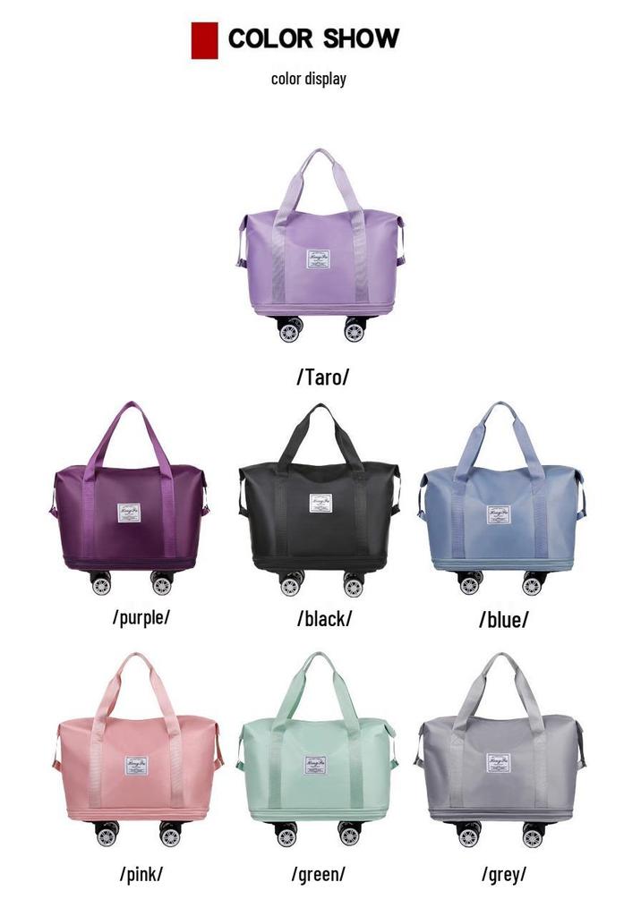 Expandable Wet/Dry Separation Luggage Bag with Universal Wheels - Large Capacity & Splash-Proof for Business Trips & Fitness Travel