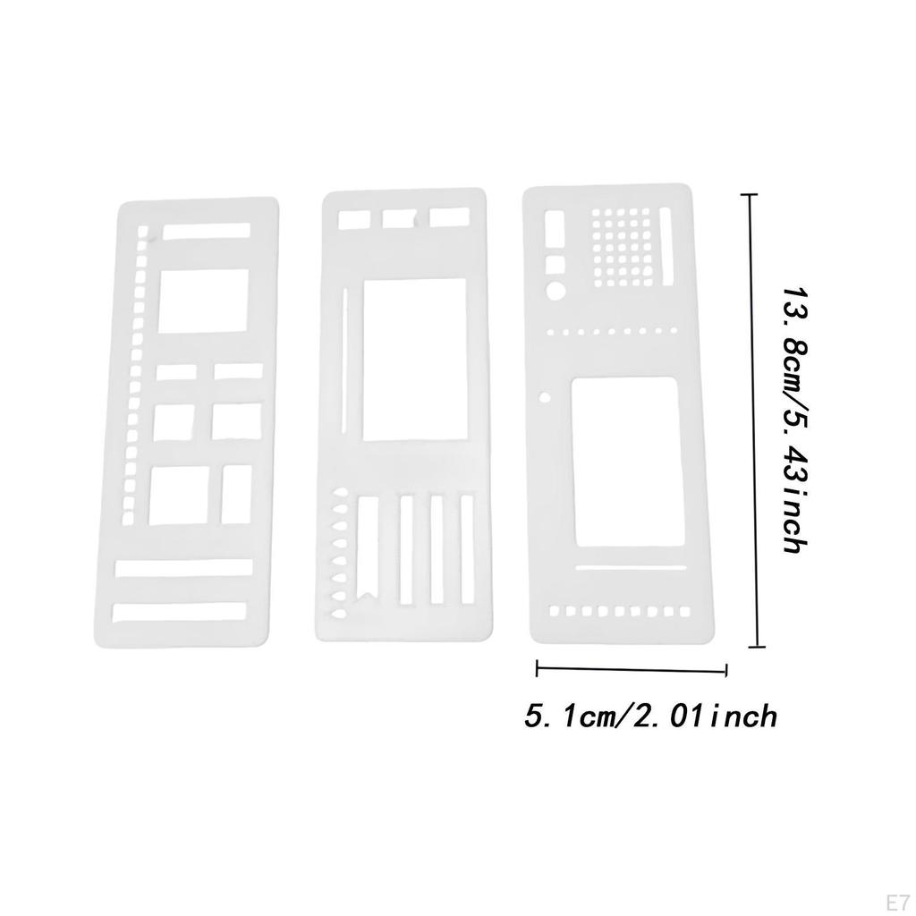 3 Pieces Journal Stencils Handmade Planner Stamps Lists Diary Notebook Painting Crafts DIY Reusable