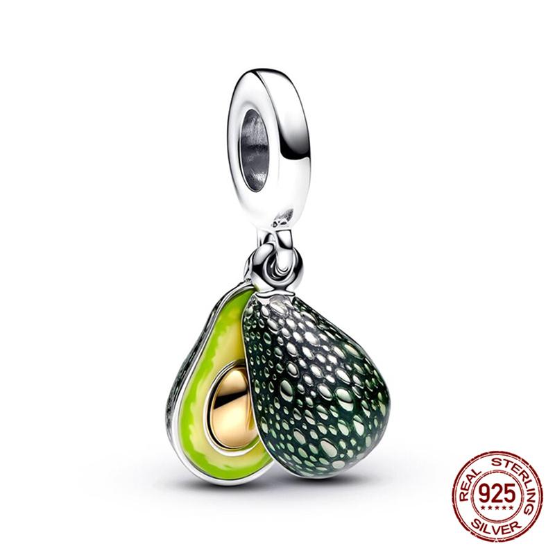 Original Charm Copper Fruit Series Avocado & Cherry Charms Beads Fits 3Mm Original Bracelet Necklace Womens Diy Jewelry Gift