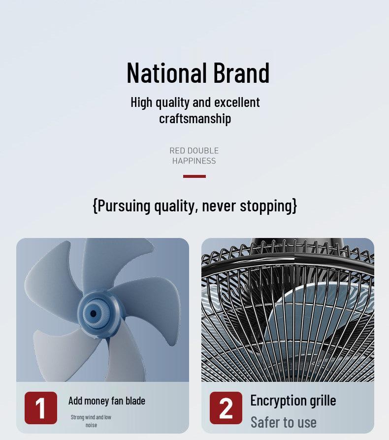 Red Double Happiness Silent Wall-Mounted Electric Fan for Home and Industrial Use