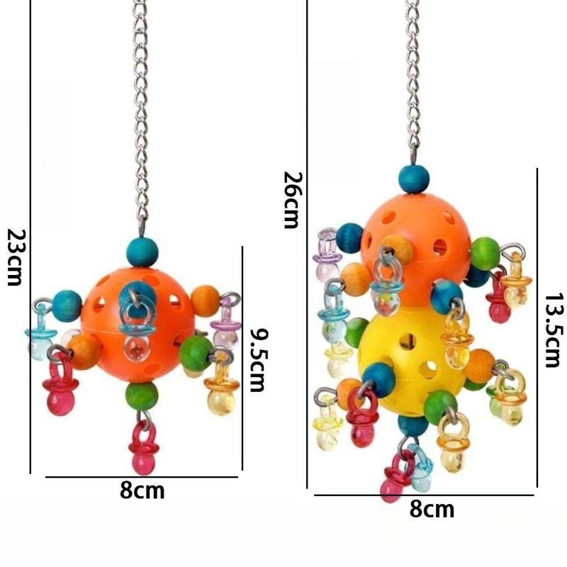 Funny Colorful Parrots Chew Swing Hanging Bead with Foraging Holes Cage Hanging Toy Pet Bird Bites Toy for Parrots