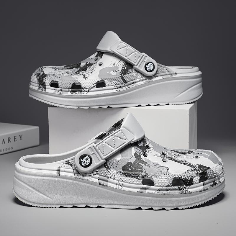 2025 летние пляжные сандалии для отдыха на открытом воздухе, мужские тапочки, камуфляжные туфли на платформе, акваобувь, мягкие домашние тапочки из ЭВА, шлепанцы