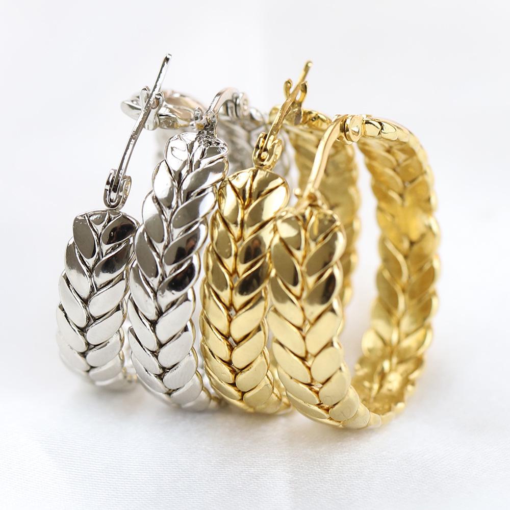 Серьги-кольца «Колос» из нержавеющей стали 18K, 25 мм
