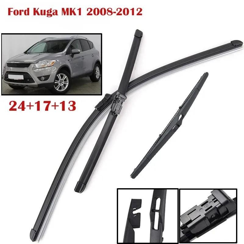 24"+17"+13" Front & Rear Frameless Wiper Blades for Kuga MK1 2008-2012, Focus MK2, C-Max MK1, S-Max, Galaxy MK3