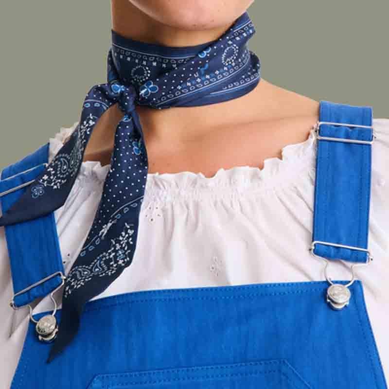 Longchamp Floral elements scarf women's navy blue 51044GSO006