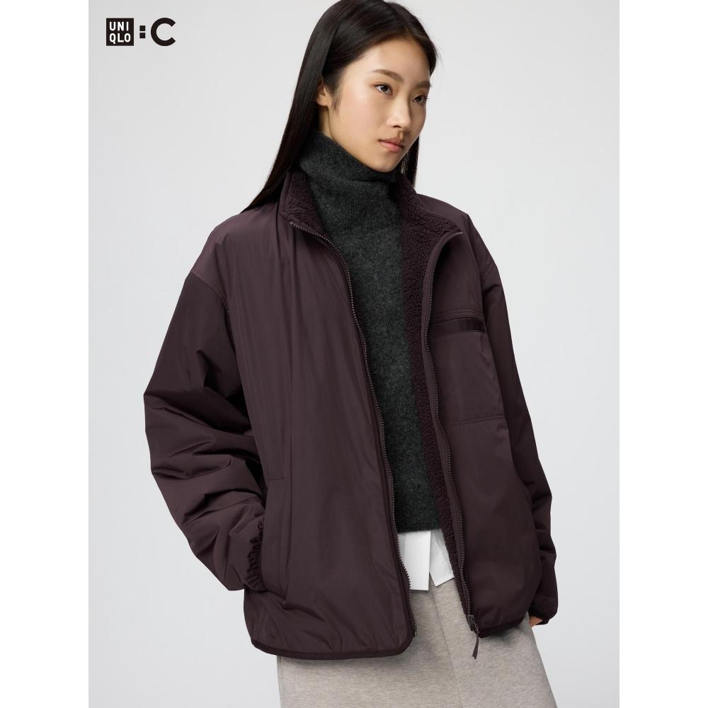 Uniqlo Японская куртка с воротником-стойкой на подкладке из боа