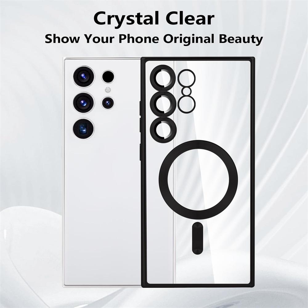 Прозрачный чехол с покрытием для Samsung Galaxy S24 S23 S22 S21 S20 FE Ultra Plus Note 20 Ultra MagSafe, чехол для беспроводной зарядки