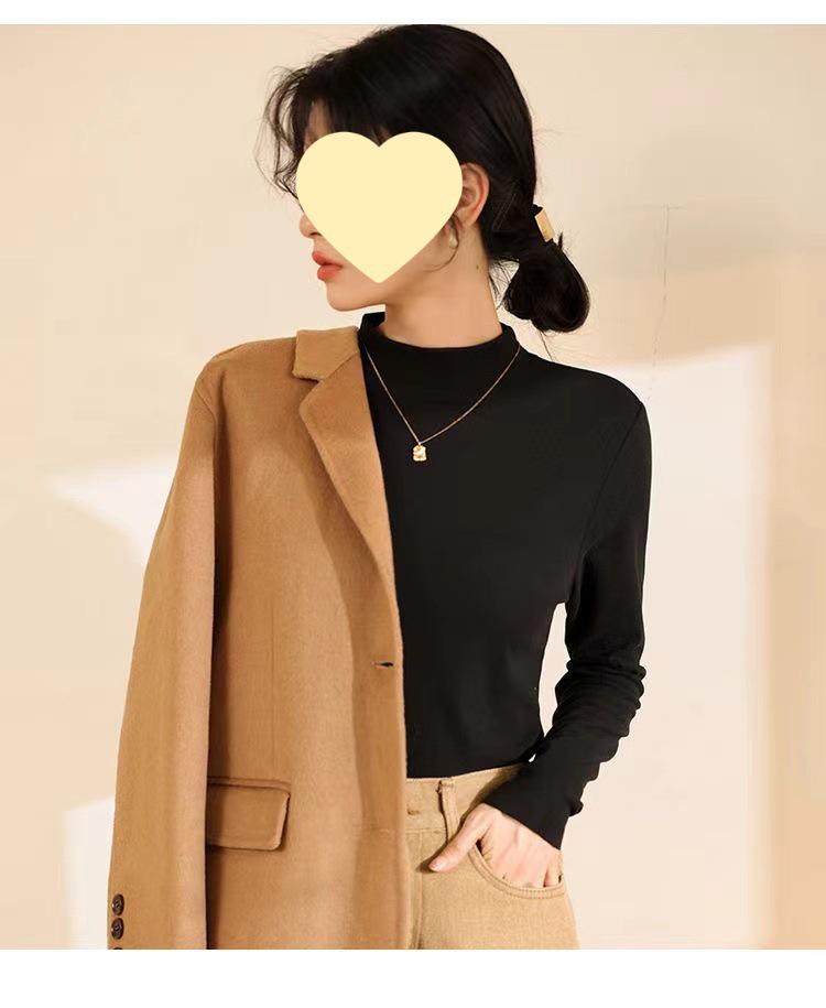 Женский облегающий топ с длинным рукавом и воротником-стойкой