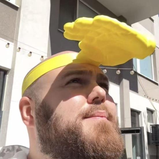 Yellow Palm-Shaped Sun Hat Creative UV Protection Hat Trendy and Funny Elastic Sun Hat Blocks Direct Sunlight Comfortable Summer Hat for Travel Beach