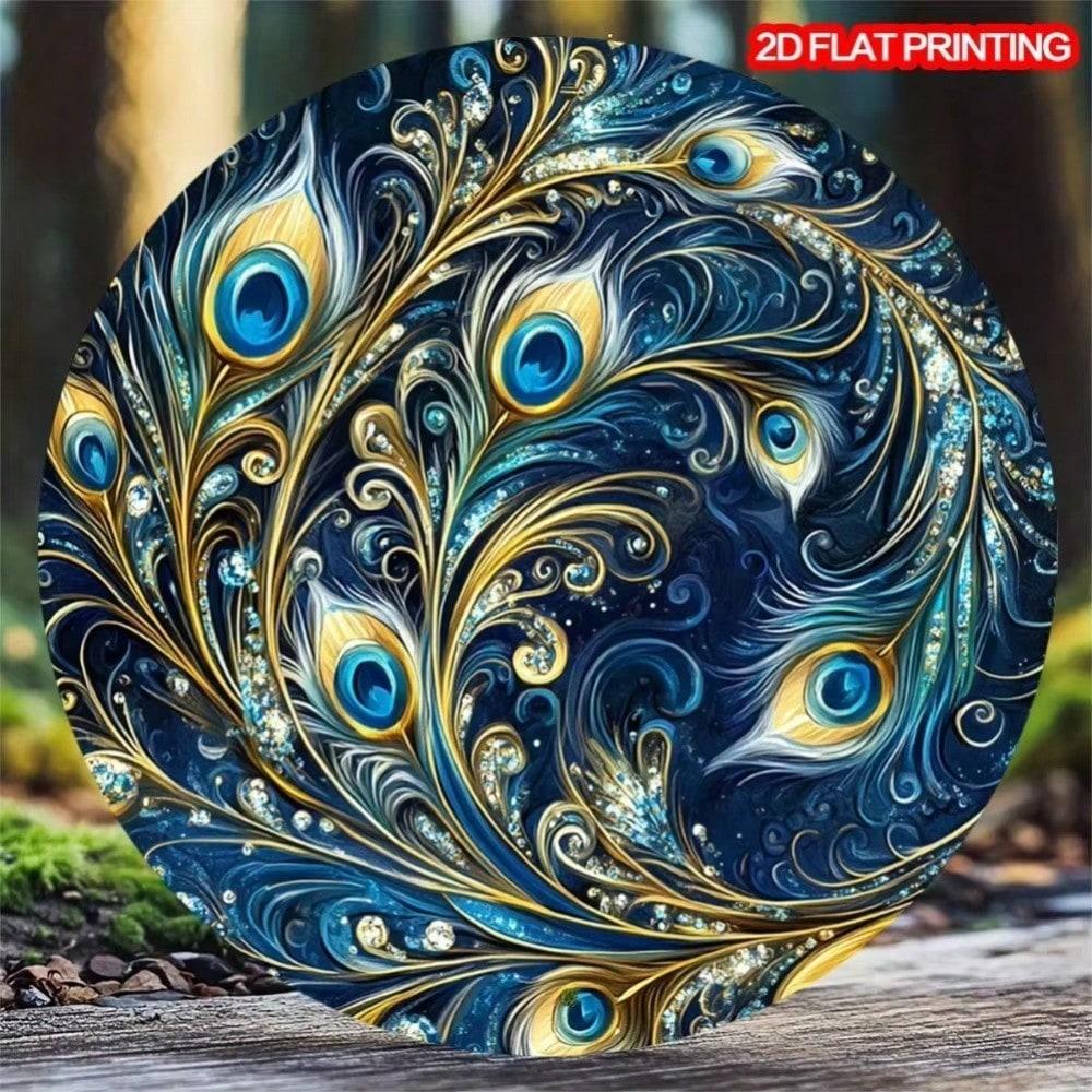 Винтажное Металлическое Настенное Искусство 'Перо Павлина', 2D Плоский Синий Декоративный Жестяной Знак для Дома, Сада, Двора, Декора Гостиной