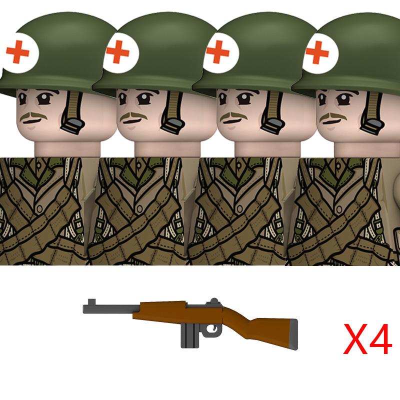 Вторая Мировая Война Американские Рейнджеры Военные Солдаты Строительные Блоки Армия США Пехота Медицинские Солдаты Шлемы Базука Оружие Кирпичики Игрушки