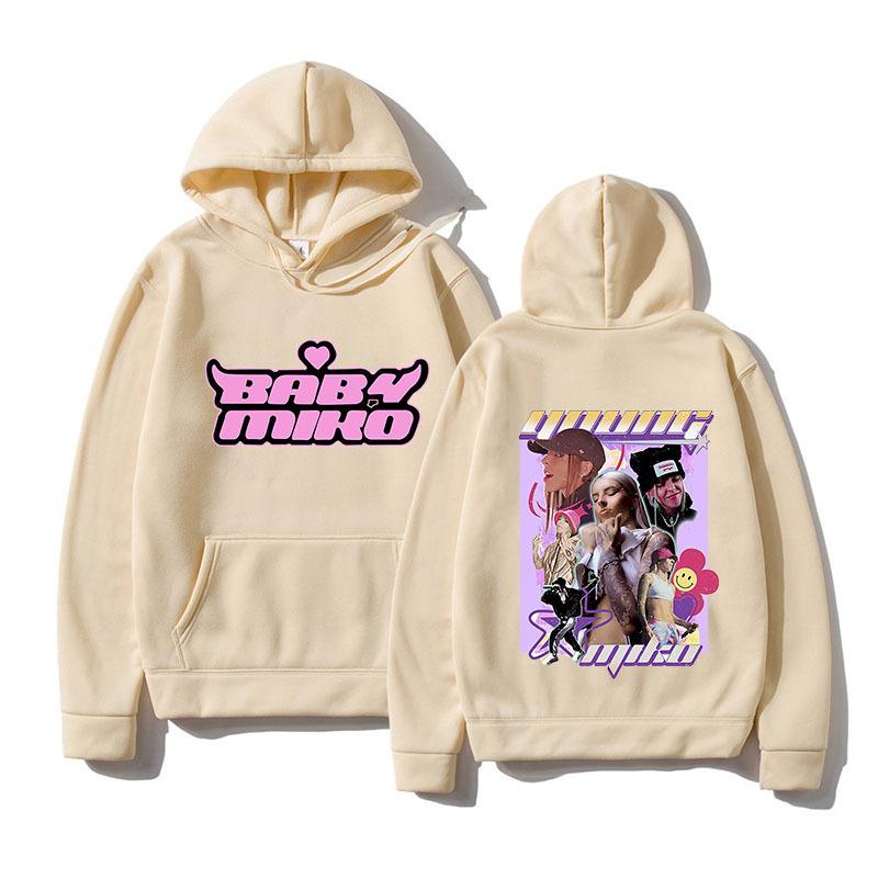 Худи для молодежи Мико Смешной принт Унисекс Мужская Женская Мода Хип-хоп Повседневный Унисекс Осень Зима Флис Уличная одежда Топы