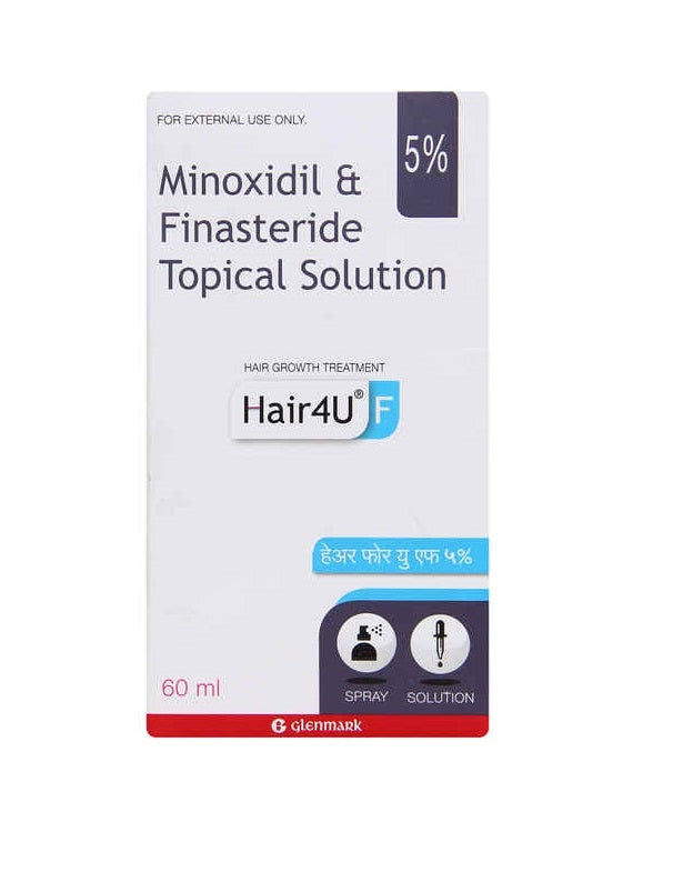 GLENMARK Hair 4U F 5% Миноксидил и Финастерид Местное Растворение для Волос 60 мл