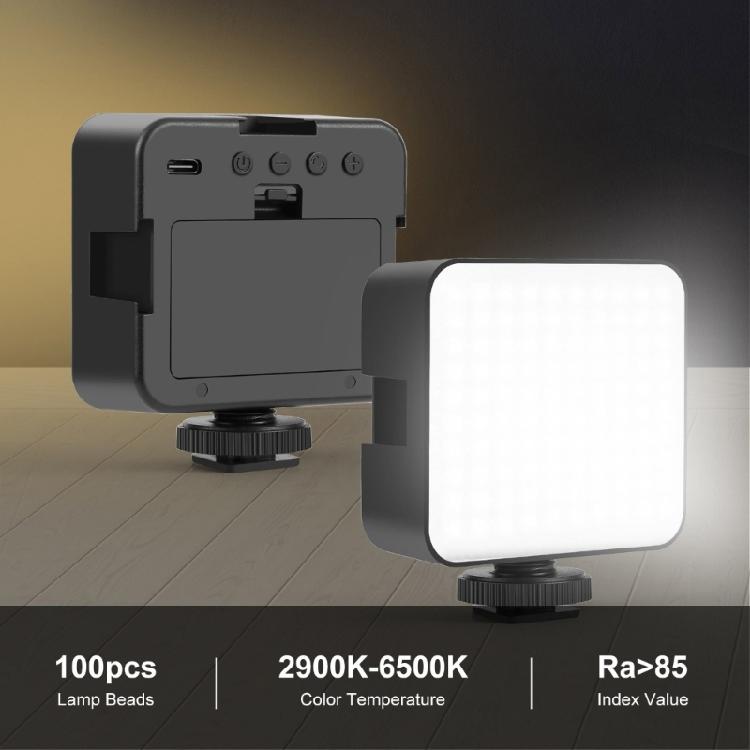 Фотостудийная лампа 100 светодиодов, питание от 2 батарей AA / USB-C, 240 лм, яркое студийное освещение для DSLR-камер и видеосъемки
