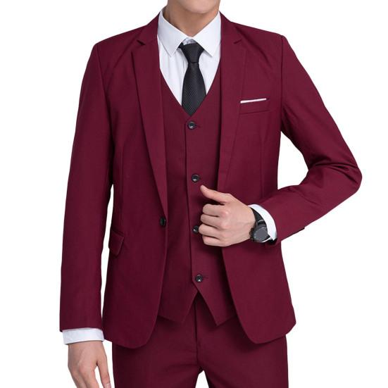 Мужской деловой пиджак с одной пуговицей и лацканами, однотонный деловой пиджак для повседневной носки, вечеринок, свадеб