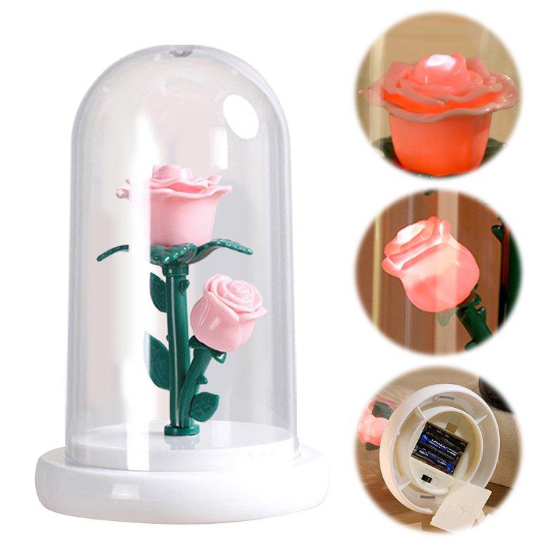 Led Lamp Rose In Glass 18X11 Decoration Gift Valentine' Day