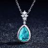 New Bule Stone Natural Topaz Necklaces Fashion Silver 925 Chain Tears Of The Sea Pendant Necklace Collares Joyeria Mujer Diamond