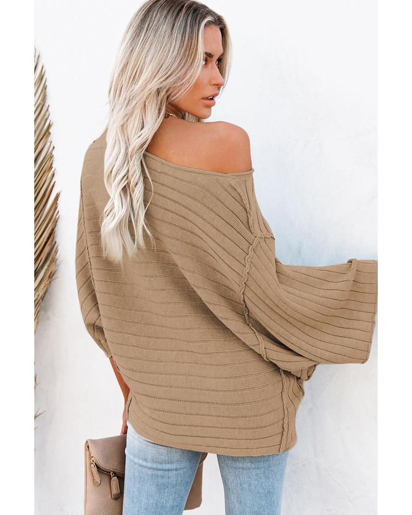 Azura Exchange Топ «летучая мышь» с открытым швом из рубчатой вязки