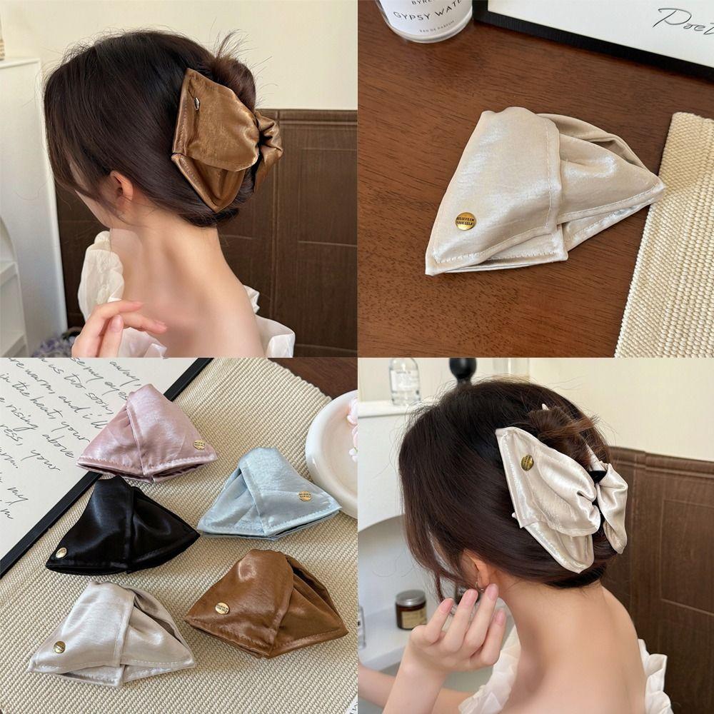 Satin Cloth Shark Clamp Simple Shell Hair Accessories Fashion Ponytail Hair Clip  Back of Head