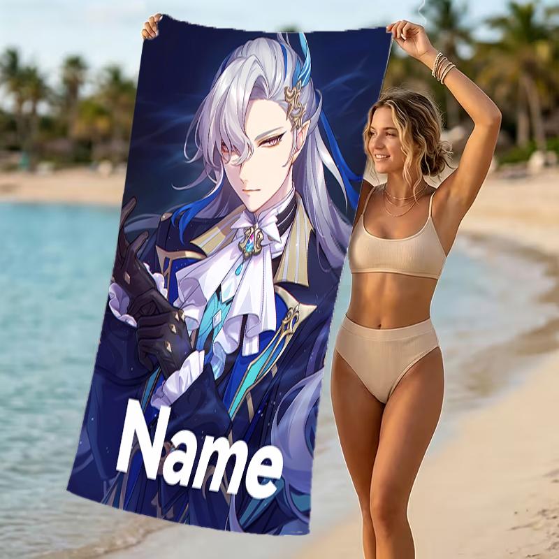 Customizable personalized beach towels Genshin Impact Navelette themed designs.Suitable for the beach, yoga, sports;ideal as beach accessories