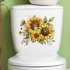 Spring Sunflower Toilet Sticker Removable Self-adhesive Waterproof PVC Living Room Wall Art Floral Bathroom Toilet Lid Decoration Decal