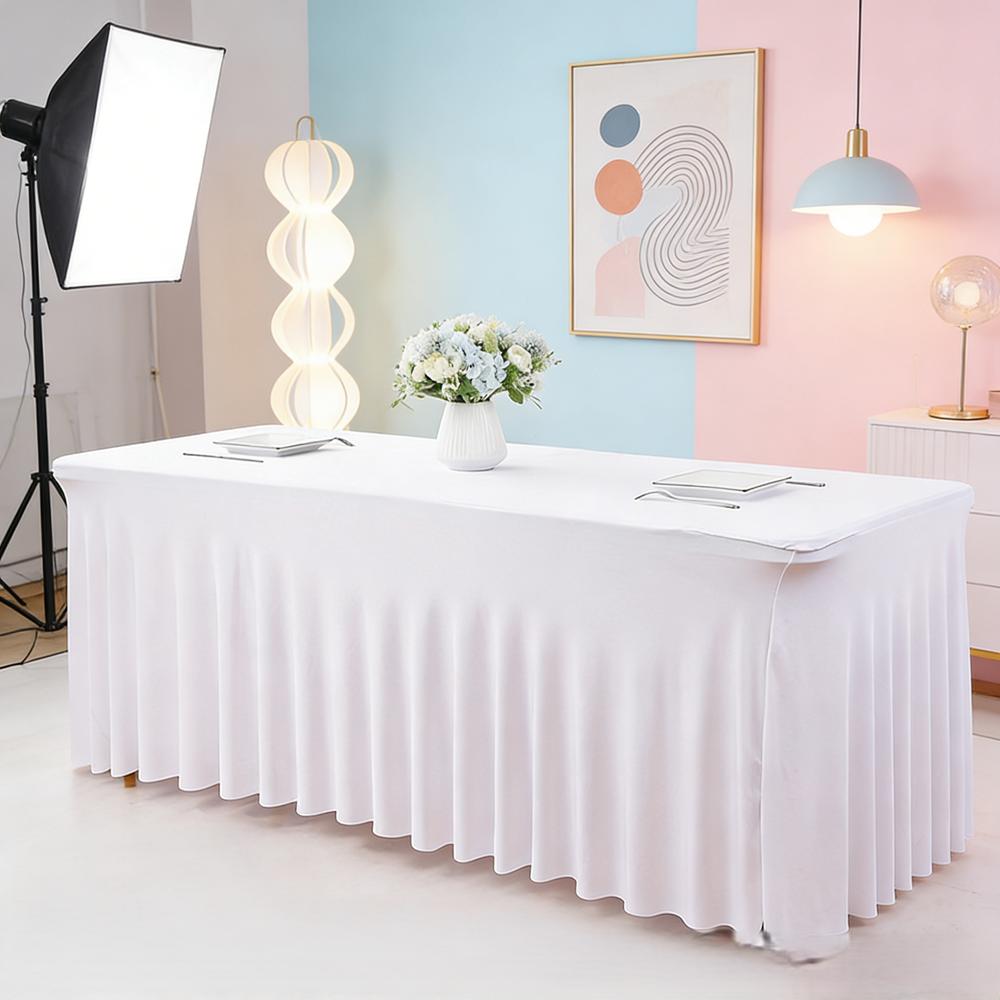 Heavy Milk Silk Elastic Rectangular Tablecloth For Hotel Conference Meeting Room And Wedding Decoration