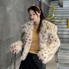 2024 New Fur Collar Imitation Fur Top Leopard Point Square Collar Small Short High Waist Fur Coat Women's Winter