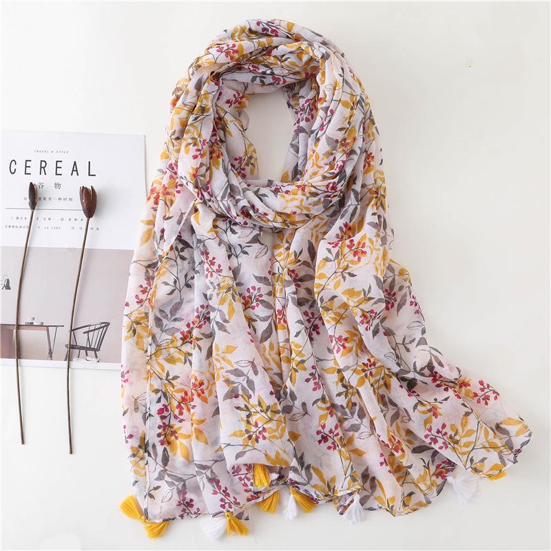New Fashion Summer Women Scarf Bohemia Flower Beach Hijab Shawls and Wraps Female Foulard Echarpe Designer Pashmina Bandana