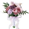 Roses Bouquet Wedding Bouquet for Bride Artificial Flower with Ribbon Fake Flowers Silk Roses Bridal Bouquet Bridesmaid Bouquet for Wedding Decoration