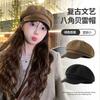 Autumn and Winter Beret Girls Versatile Face Small Octagonal Hat Literary Retro Newsboy Hat Painter Hat