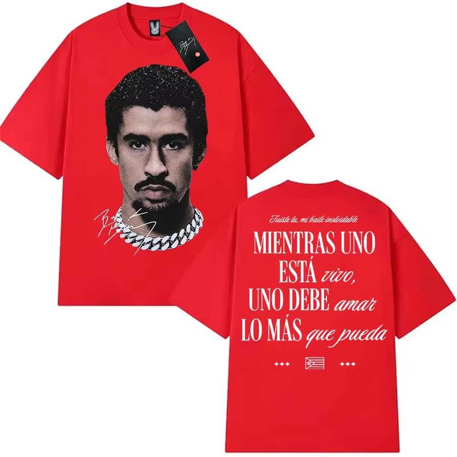 2026 Bad Bunny T-shirt for Men Women Debi Tirar Mas Fotos DTMF Cotton T Shirts To Hiphop Short Sleeve Tops KHAKI Casual Tee Loose T-shirt Streetwear